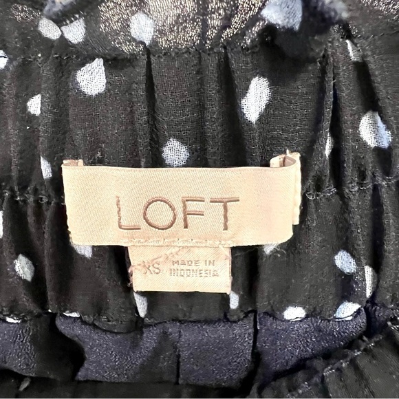 LOFT Dotted Pleated Midi Skirt Size XS Forever Navy Women's lined flowy chiffons - Picture 5 of 9